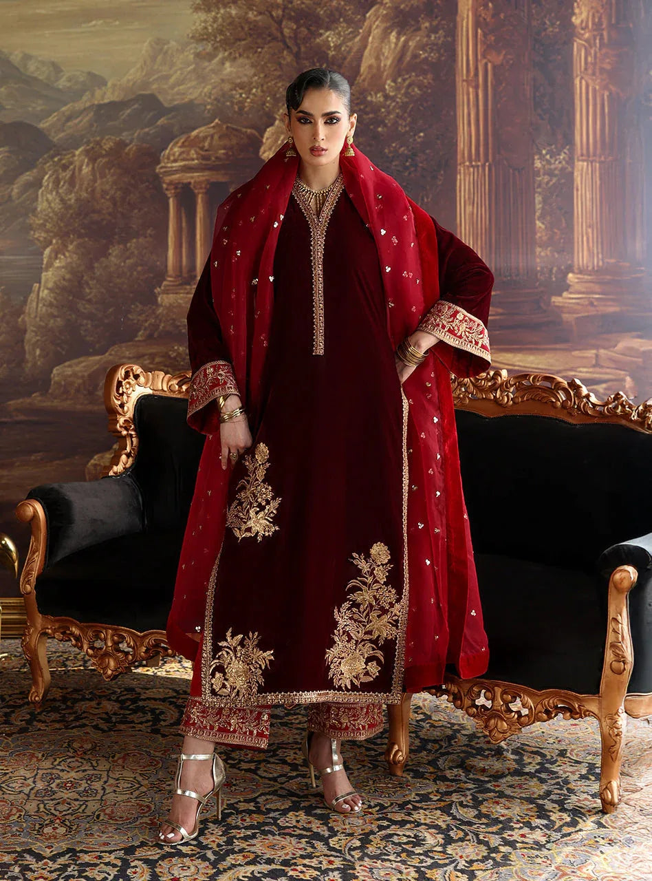 Zainab Chottani | Velura Velvet Edit 25 | Nur Long Shirt - Rang-e-Khaas
