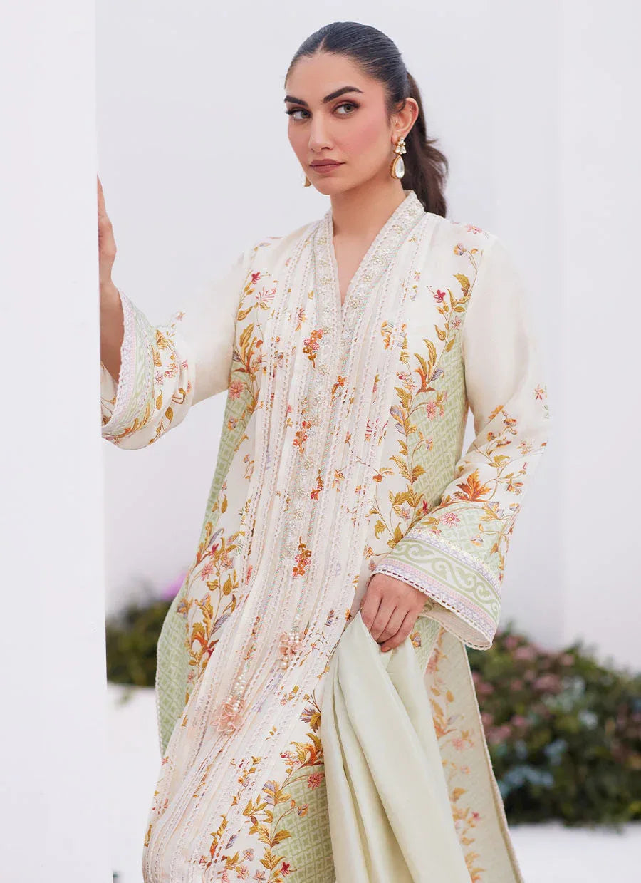 Farah Talib Aziz | Zaza Prints 24 | SAGE TRELLIS SHIRT AND DUPATTA - Rang-e-Khaas