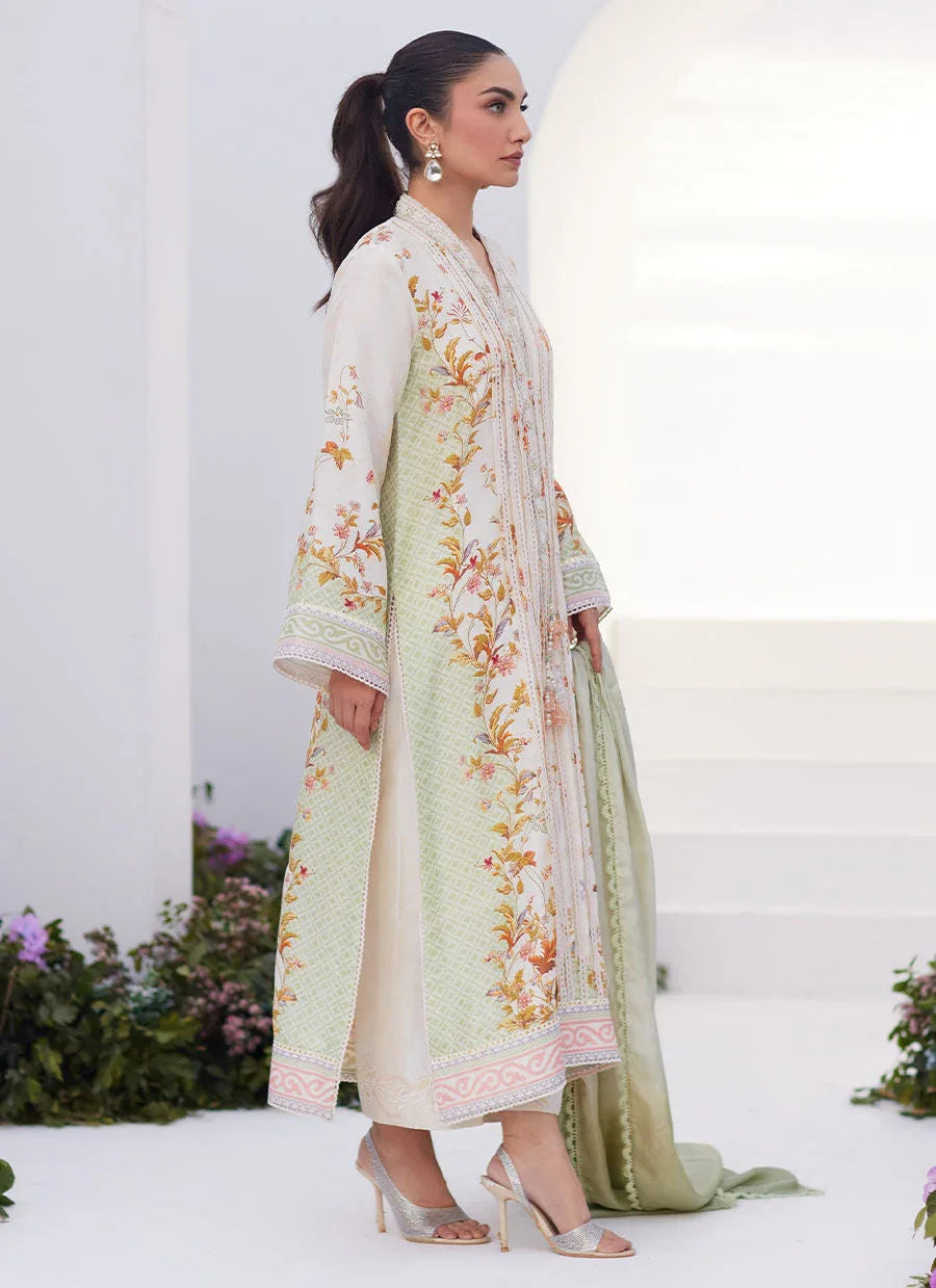 Farah Talib Aziz | Zaza Prints 24 | SAGE TRELLIS SHIRT AND DUPATTA - Rang-e-Khaas