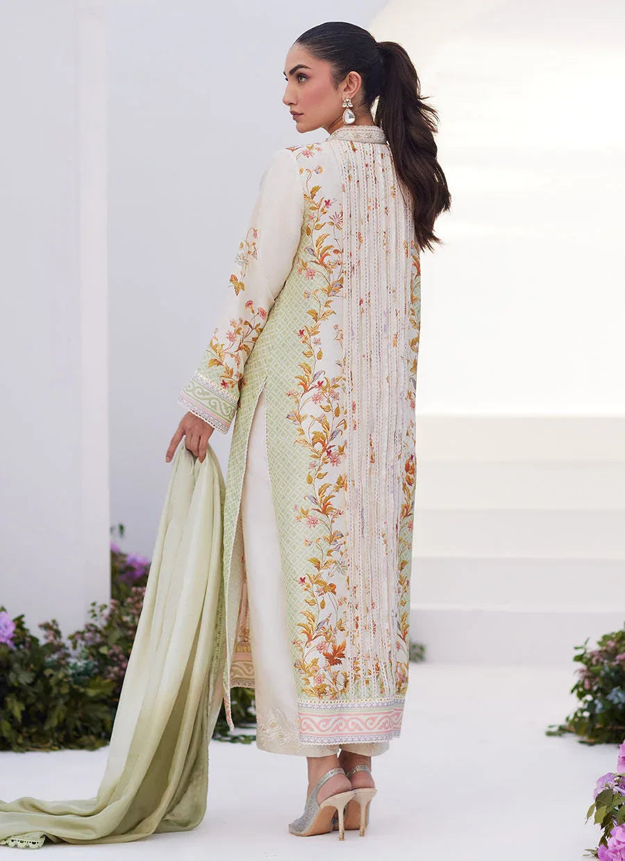 Farah Talib Aziz | Zaza Prints 24 | SAGE TRELLIS SHIRT AND DUPATTA - Rang-e-Khaas