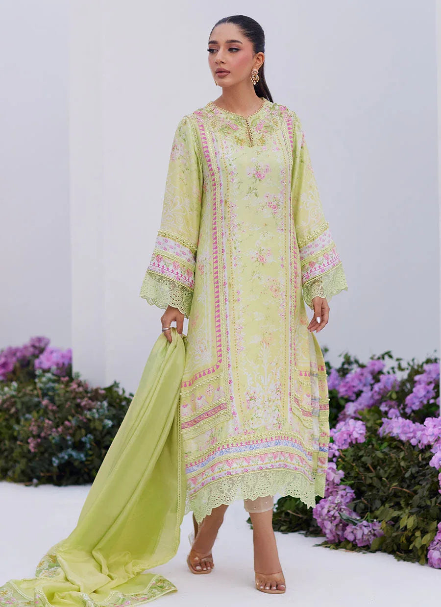 Farah Talib Aziz | Zaza Prints 24 | KELLY LIME SHIRT AND DUPATTA - Rang-e-Khaas