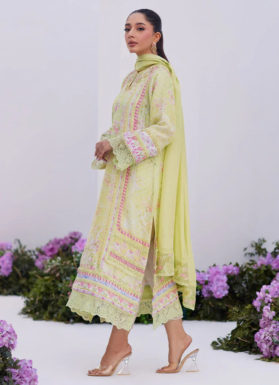 Farah Talib Aziz | Zaza Prints 24 | KELLY LIME SHIRT AND DUPATTA - Rang-e-Khaas