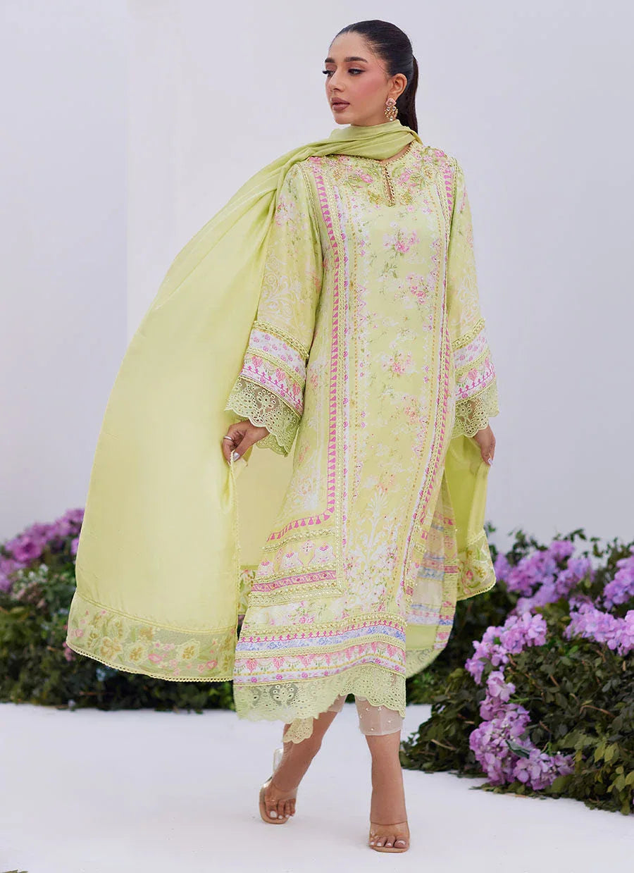 Farah Talib Aziz | Zaza Prints 24 | KELLY LIME SHIRT AND DUPATTA - Rang-e-Khaas