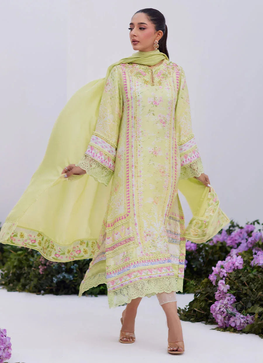 Farah Talib Aziz | Zaza Prints 24 | KELLY LIME SHIRT AND DUPATTA - Rang-e-Khaas