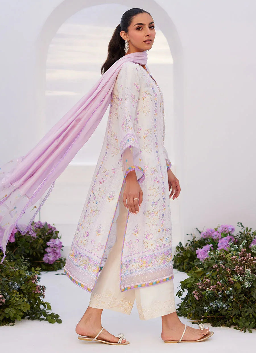 Farah Talib Aziz | Zaza Prints 24 | THISTLE LILAC SHIRT AND DUPATTA - Rang-e-Khaas