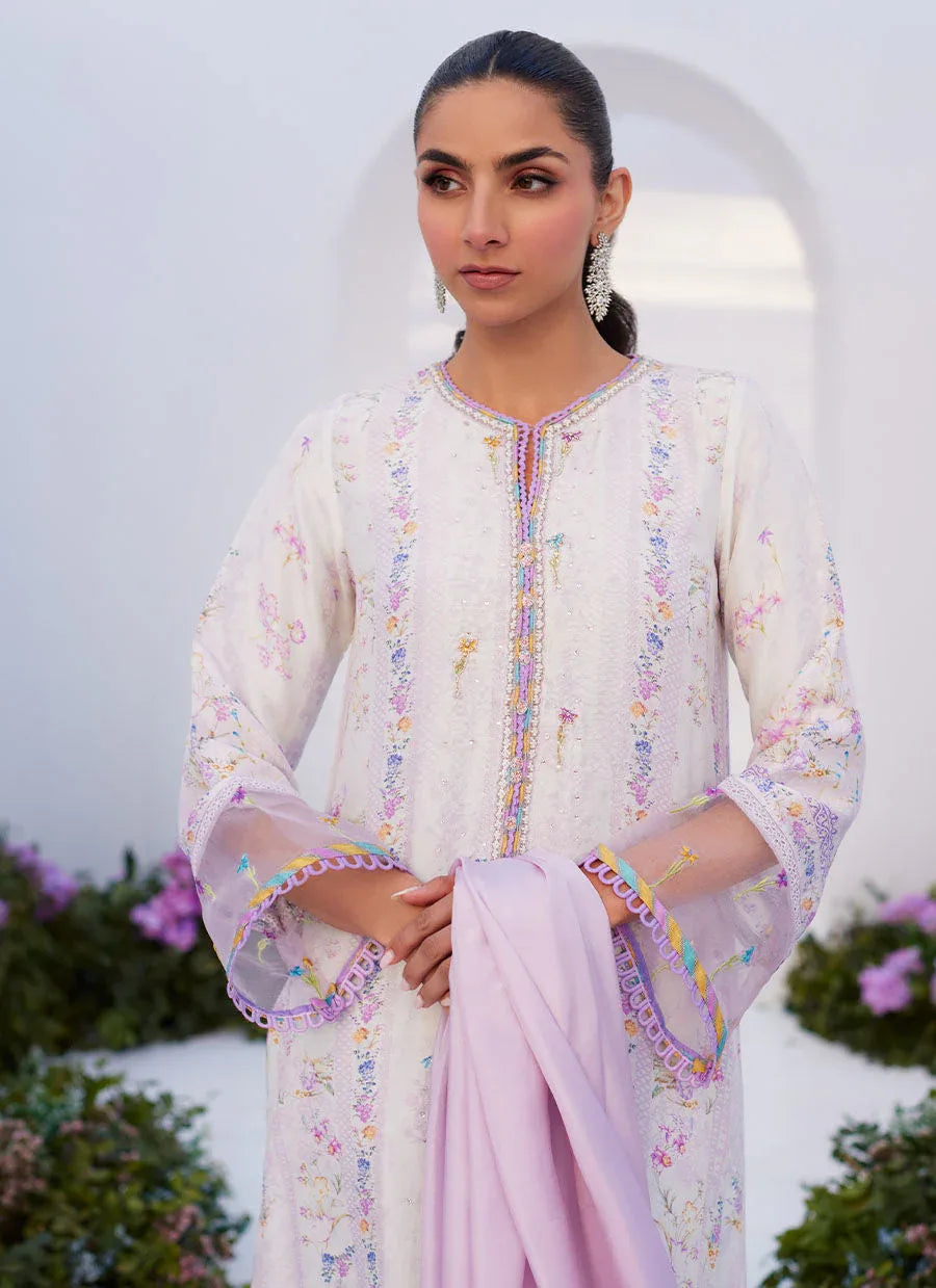 Farah Talib Aziz | Zaza Prints 24 | THISTLE LILAC SHIRT AND DUPATTA - Rang-e-Khaas