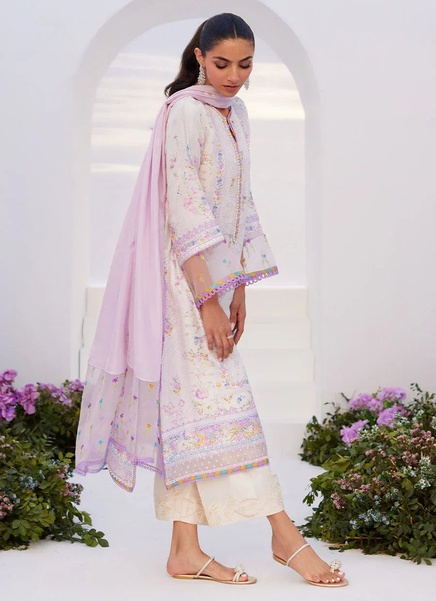 Farah Talib Aziz | Zaza Prints 24 | THISTLE LILAC SHIRT AND DUPATTA - Rang-e-Khaas
