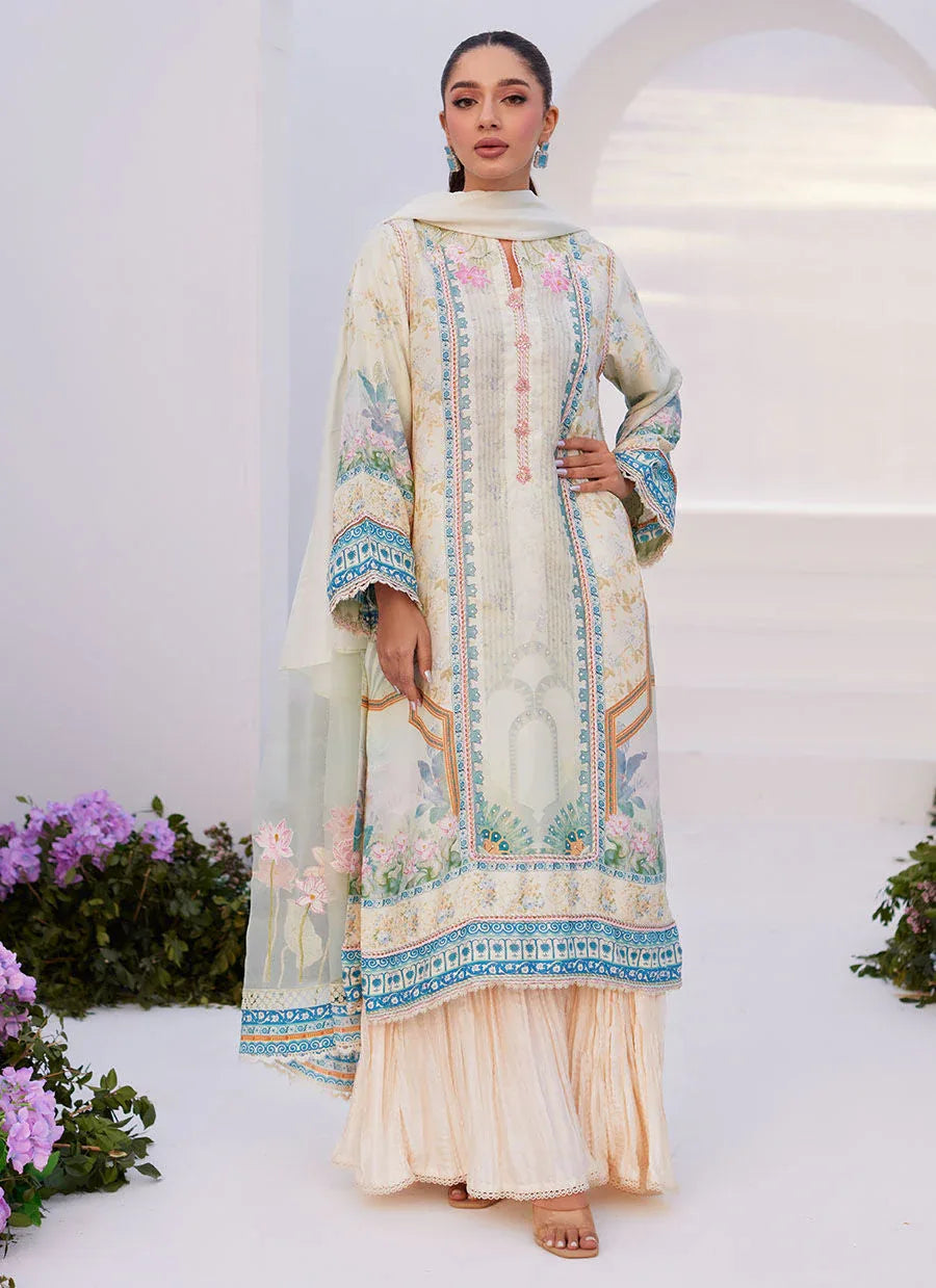Farah Talib Aziz | Zaza Prints 24 | TURKISH AQUA SHIRT AND DUPATTA - Rang-e-Khaas