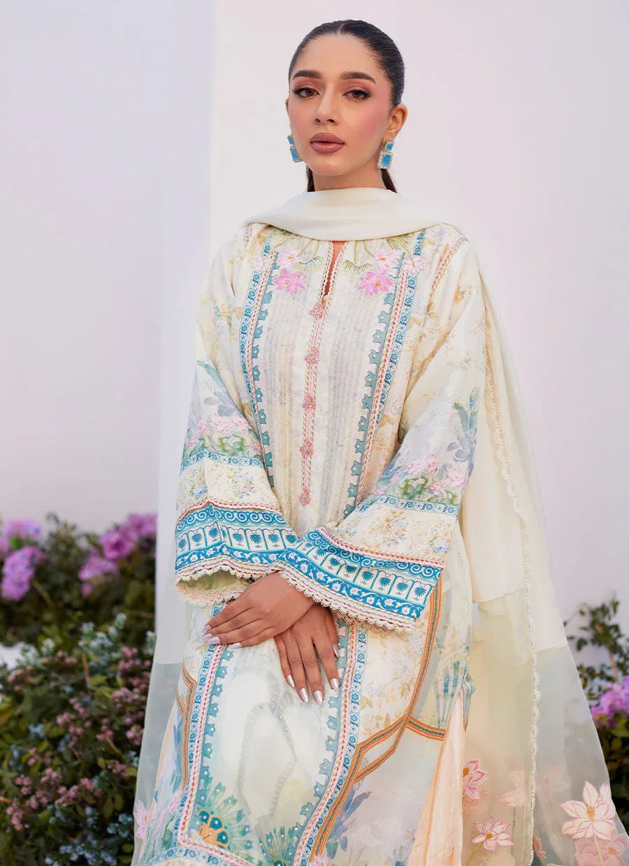 Farah Talib Aziz | Zaza Prints 24 | TURKISH AQUA SHIRT AND DUPATTA - Rang-e-Khaas