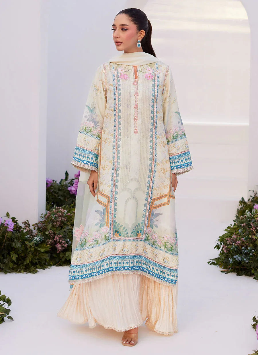 Farah Talib Aziz | Zaza Prints 24 | TURKISH AQUA SHIRT AND DUPATTA - Rang-e-Khaas