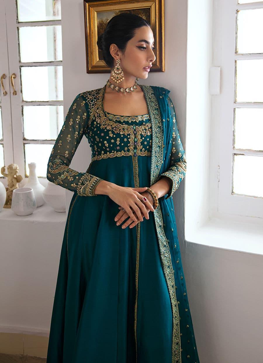 Farah Talib Aziz | Mayna Festive Luxe | AFRA TEAL - Rang-e-Khaas