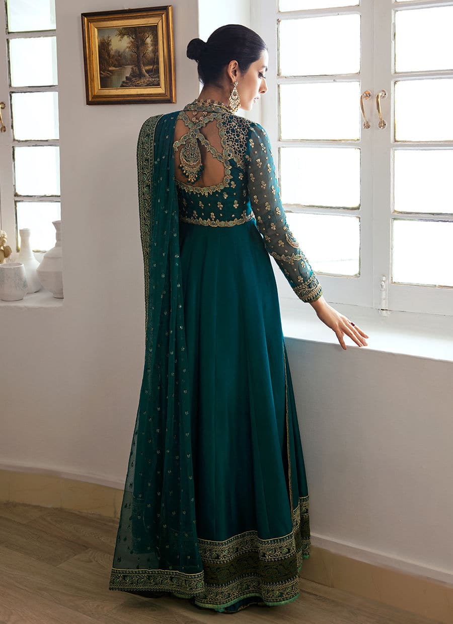 Farah Talib Aziz | Mayna Festive Luxe | AFRA TEAL - Rang-e-Khaas