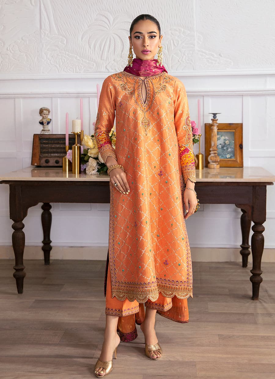 Farah Talib Aziz | Mayna Festive Luxe | ALEEN APRICOT - Rang-e-Khaas