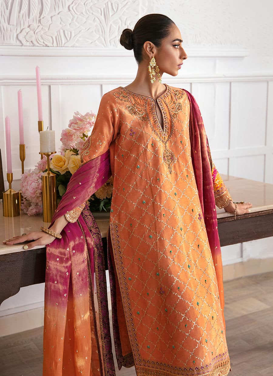 Farah Talib Aziz | Mayna Festive Luxe | ALEEN APRICOT - Rang-e-Khaas