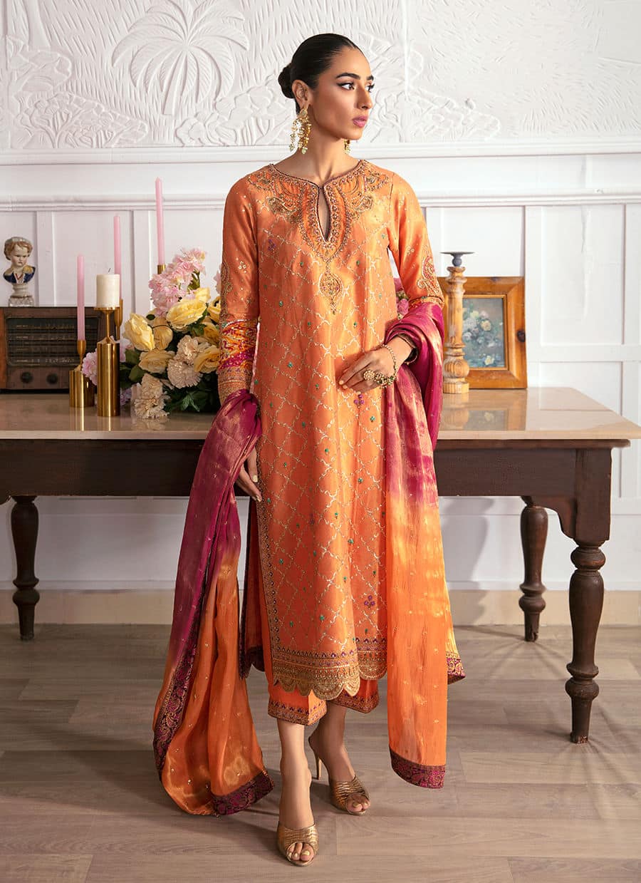 Farah Talib Aziz | Mayna Festive Luxe | ALEEN APRICOT - Rang-e-Khaas
