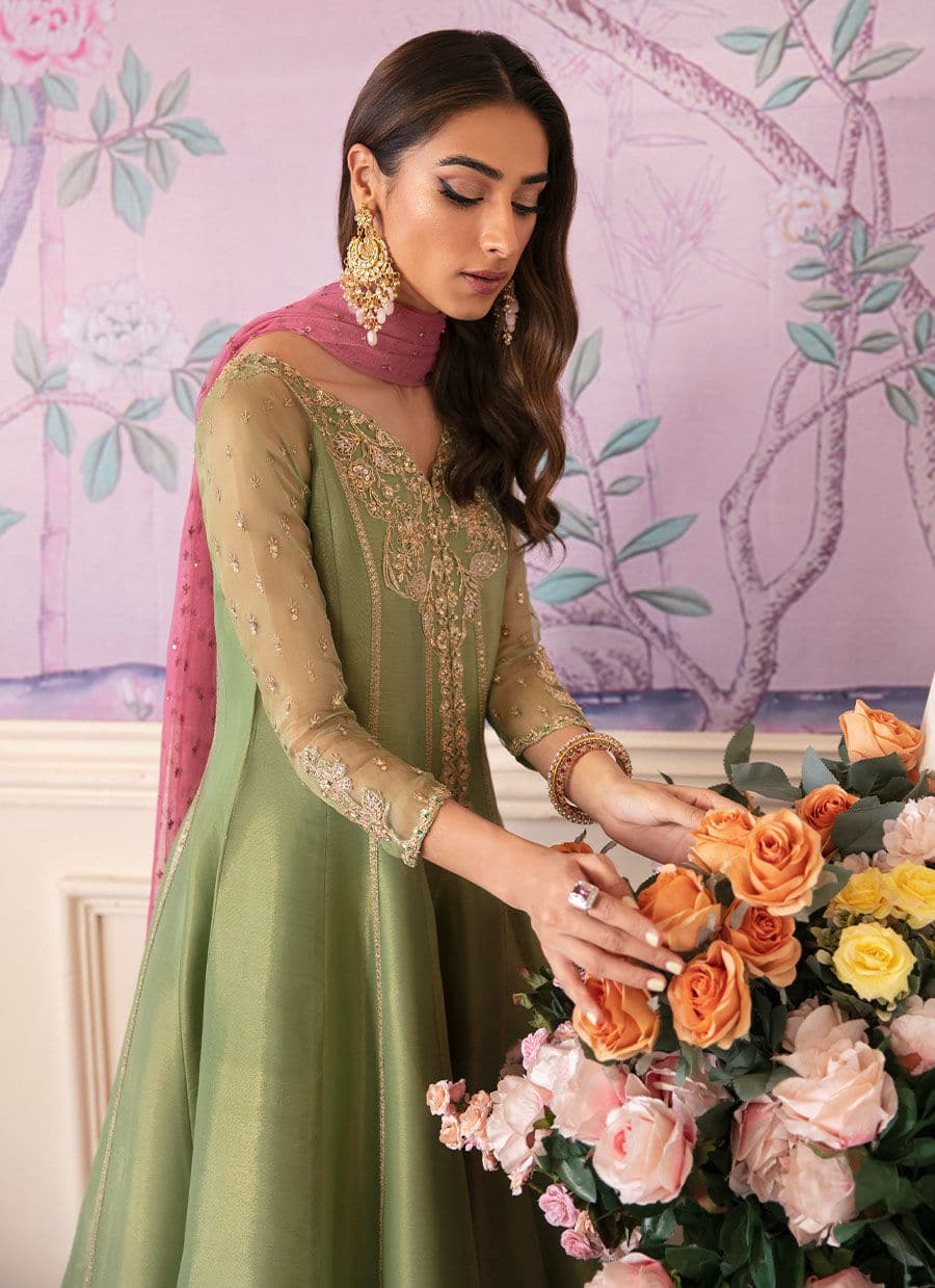 Farah Talib Aziz | Mayna Festive Luxe | ANISA APPLE GREEN - Rang-e-Khaas
