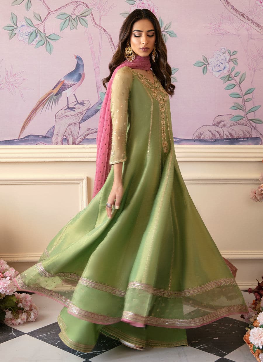 Farah Talib Aziz | Mayna Festive Luxe | ANISA APPLE GREEN - Rang-e-Khaas