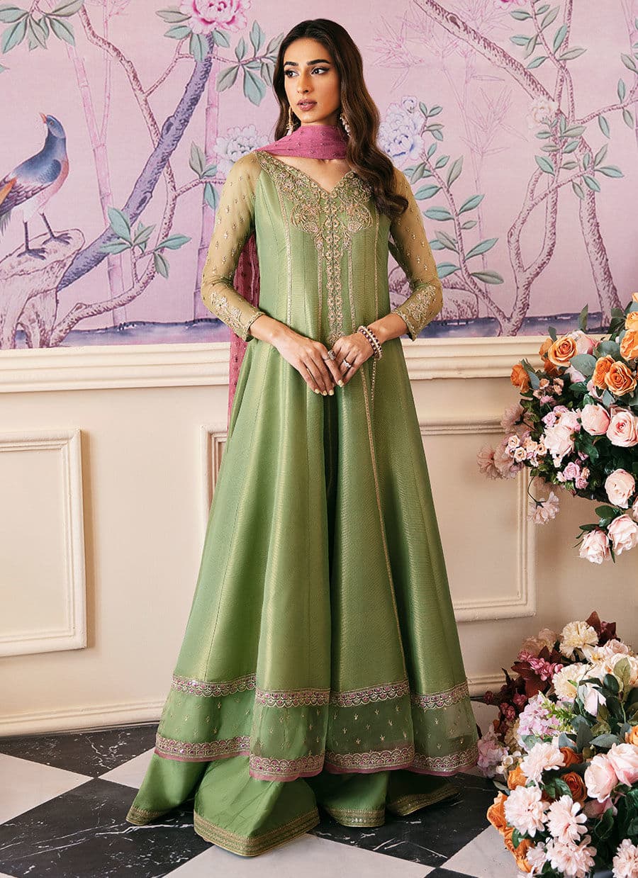 Farah Talib Aziz | Mayna Festive Luxe | ANISA APPLE GREEN - Rang-e-Khaas