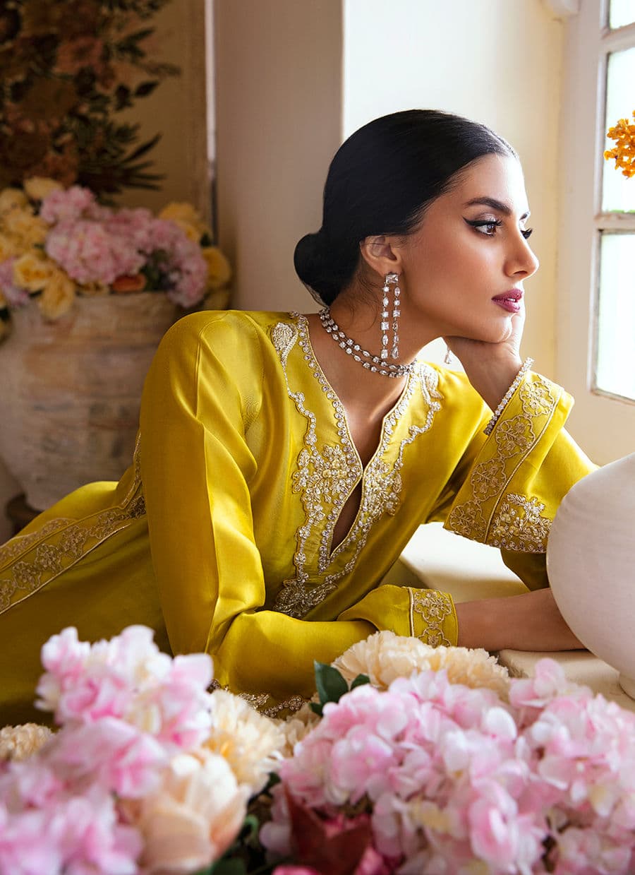 Farah Talib Aziz | Mayna Festive Luxe | Veesta Lime - Rang-e-Khaas