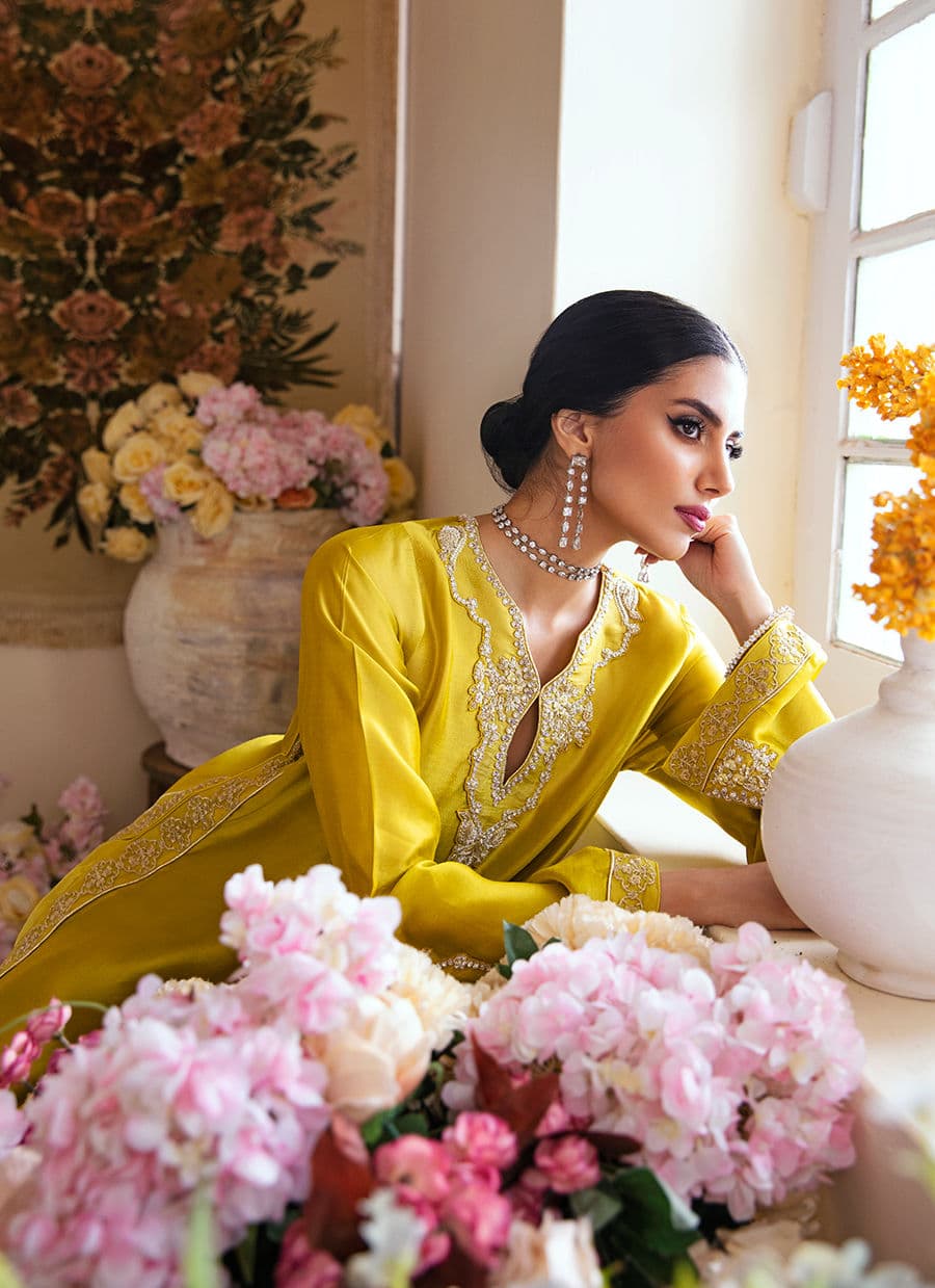 Farah Talib Aziz | Mayna Festive Luxe | Veesta Lime - Rang-e-Khaas