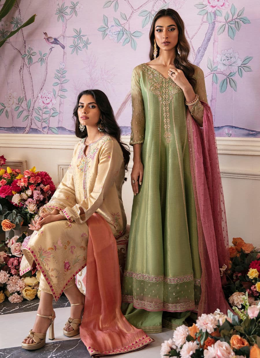 Farah Talib Aziz | Mayna Festive Luxe | ANISA APPLE GREEN - Rang-e-Khaas