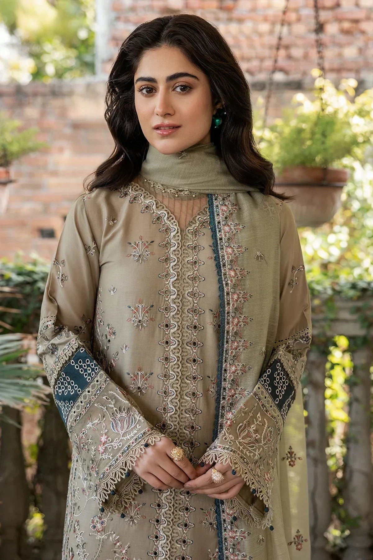 Farasha | Bahaar Embroidered Lawn | Whimsical Sage - Rang-e-Khaas