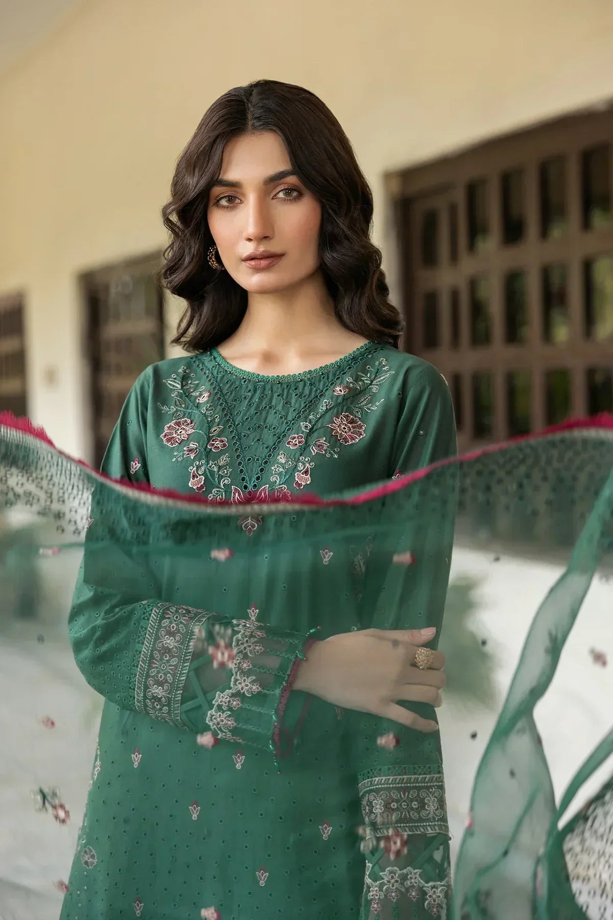 Farasha | Bahaar Embroidered Lawn | Azure Grace - Rang-e-Khaas
