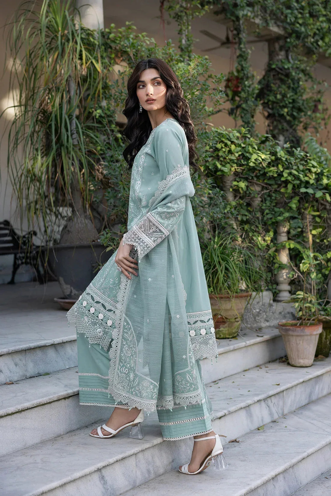Farasha | Bahaar Embroidered Lawn | Aqua Pearl - Rang-e-Khaas