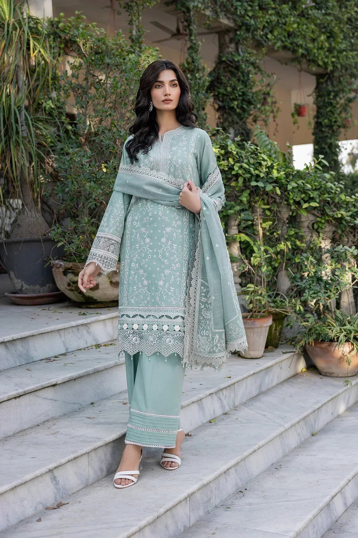 Farasha | Bahaar Embroidered Lawn | Aqua Pearl - Rang-e-Khaas