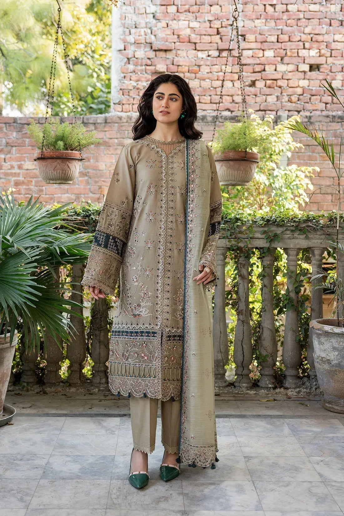 Farasha | Bahaar Embroidered Lawn | Whimsical Sage - Rang-e-Khaas