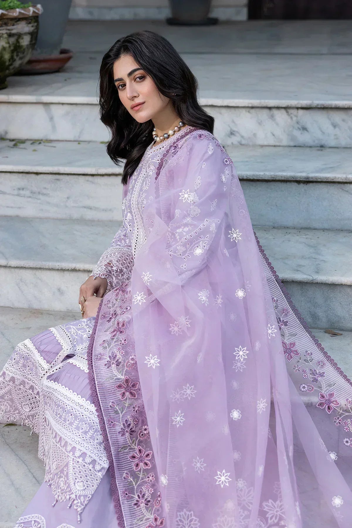 Farasha | Bahaar Embroidered Lawn | Lilac Florine - Rang-e-Khaas