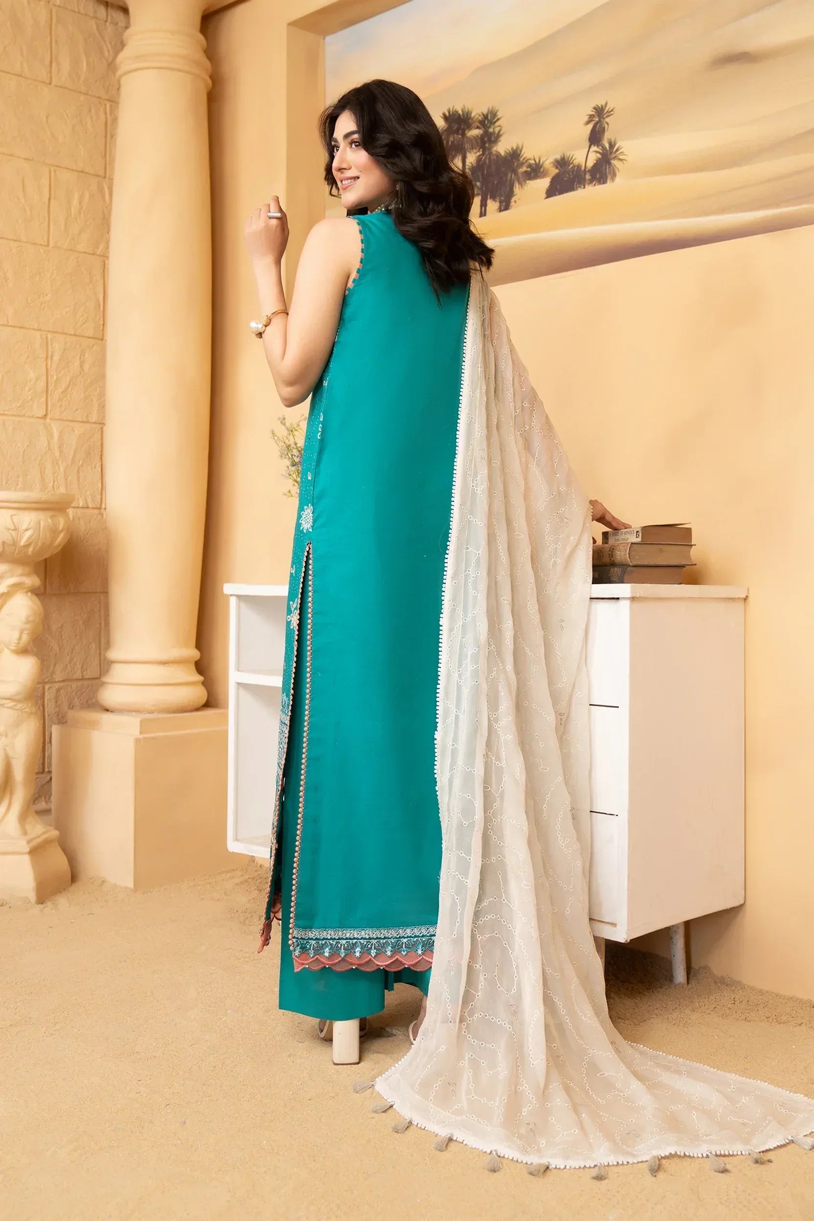Hemstitch | Summer Luxury Lawn 24 | Turquoise - Rang-e-Khaas