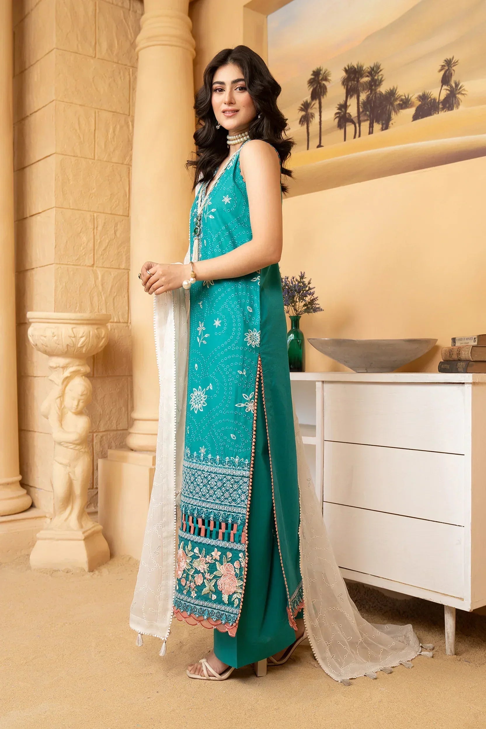 Hemstitch | Summer Luxury Lawn 24 | Turquoise - Rang-e-Khaas