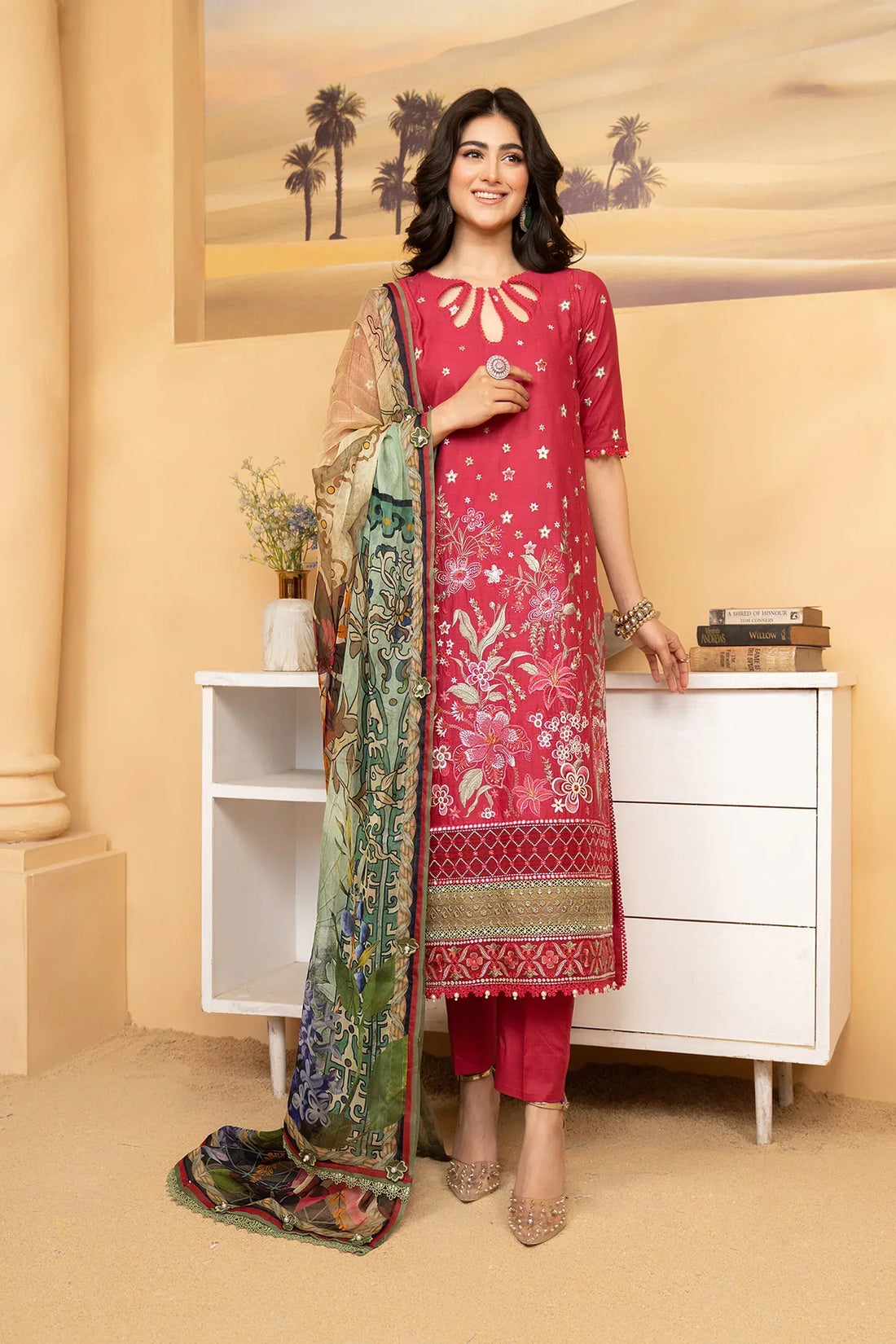 Hemstitch | Summer Luxury Lawn 24 | Scarlet Red - Rang-e-Khaas