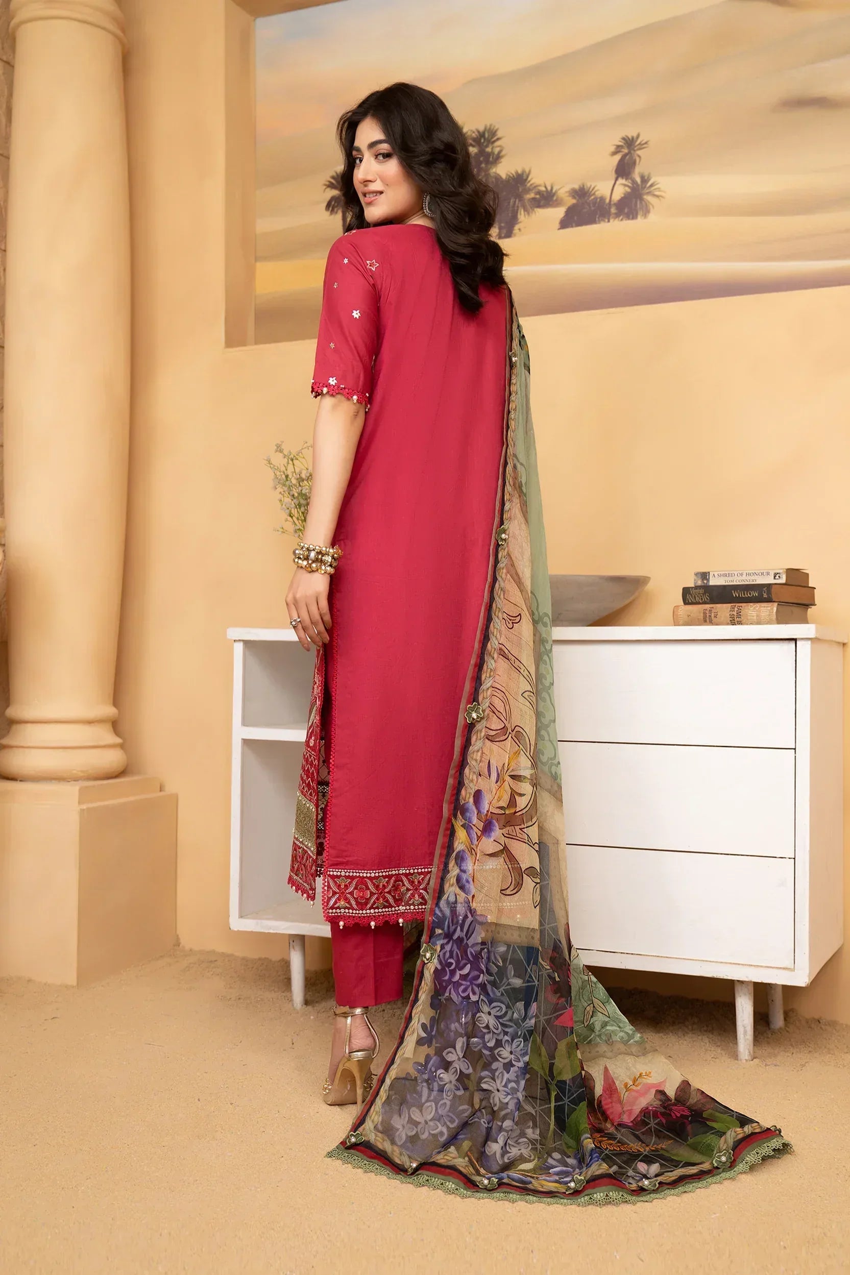 Hemstitch | Summer Luxury Lawn 24 | Scarlet Red - Rang-e-Khaas