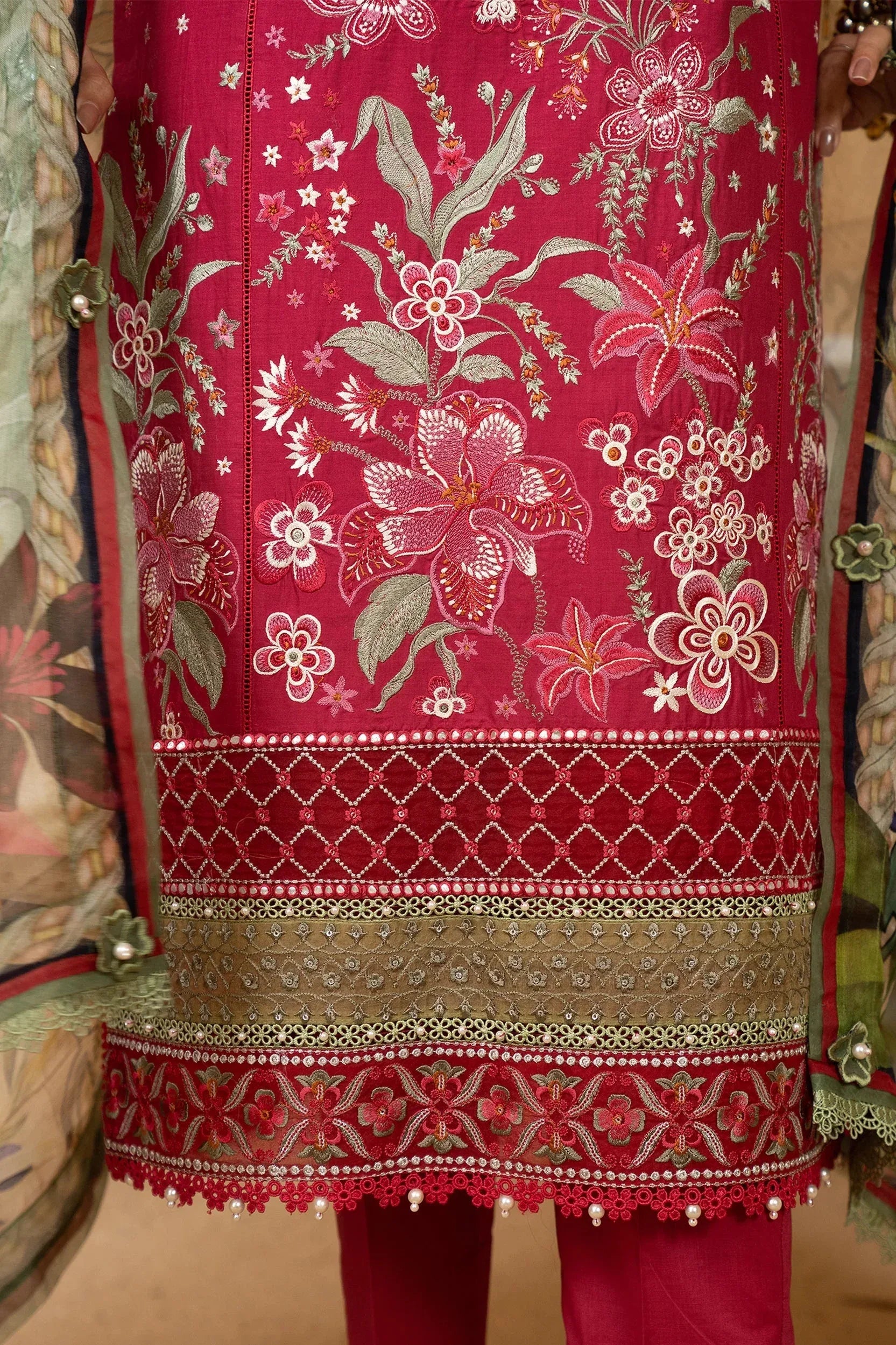 Hemstitch | Summer Luxury Lawn 24 | Scarlet Red - Rang-e-Khaas