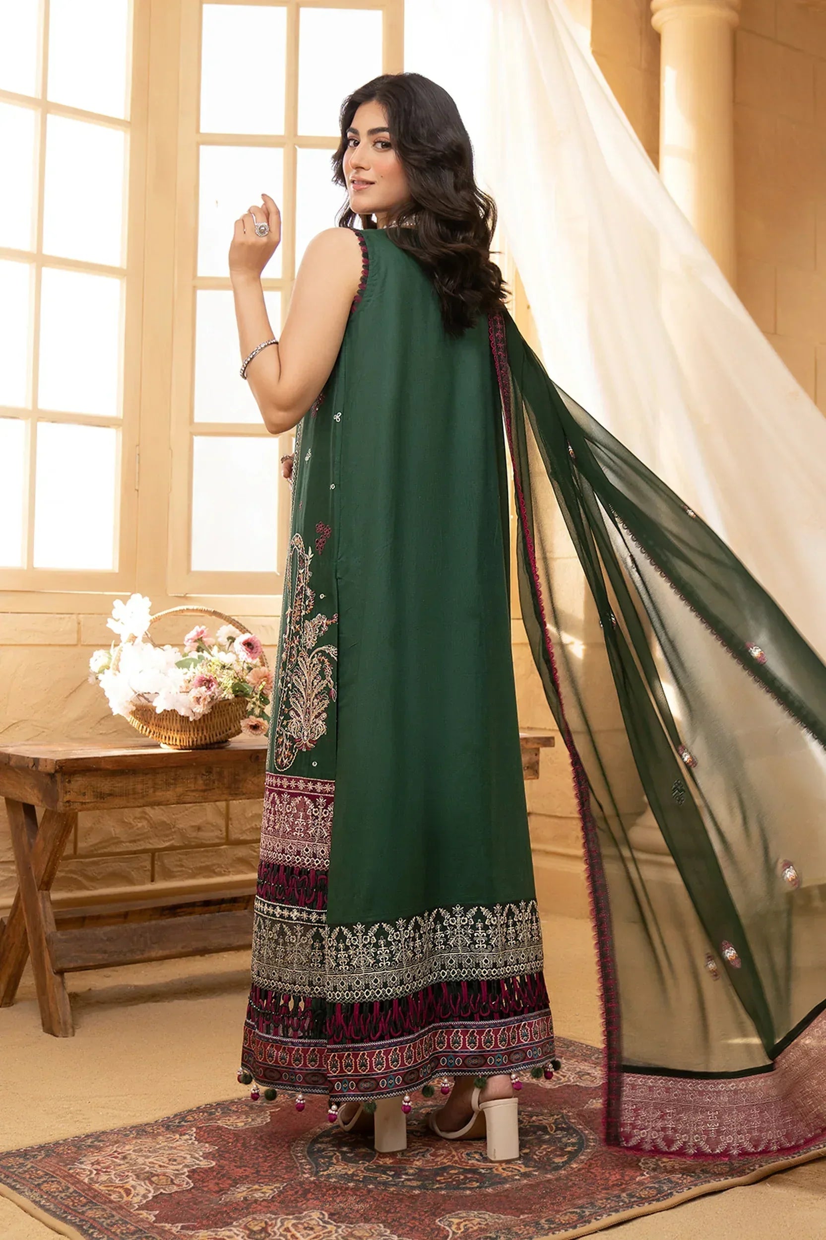 Hemstitch | Summer Luxury Lawn 24 | Bottle Green - Rang-e-Khaas