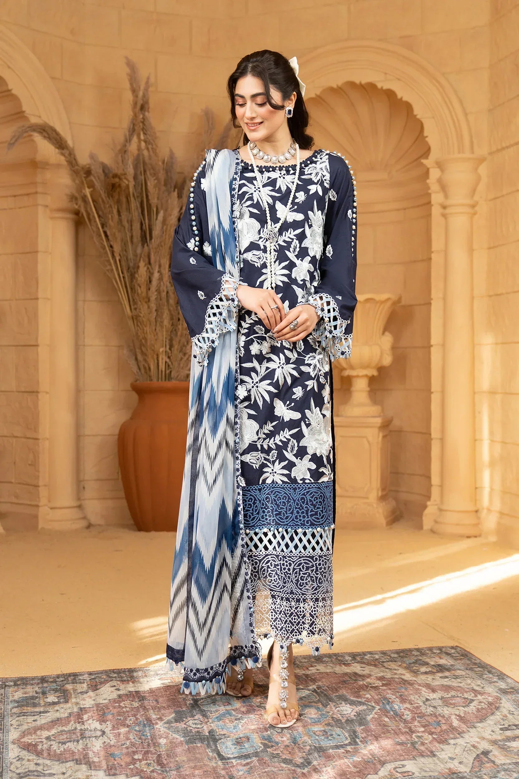 Hemstitch | Summer Luxury Lawn 24 | Ice Blue - Rang-e-Khaas