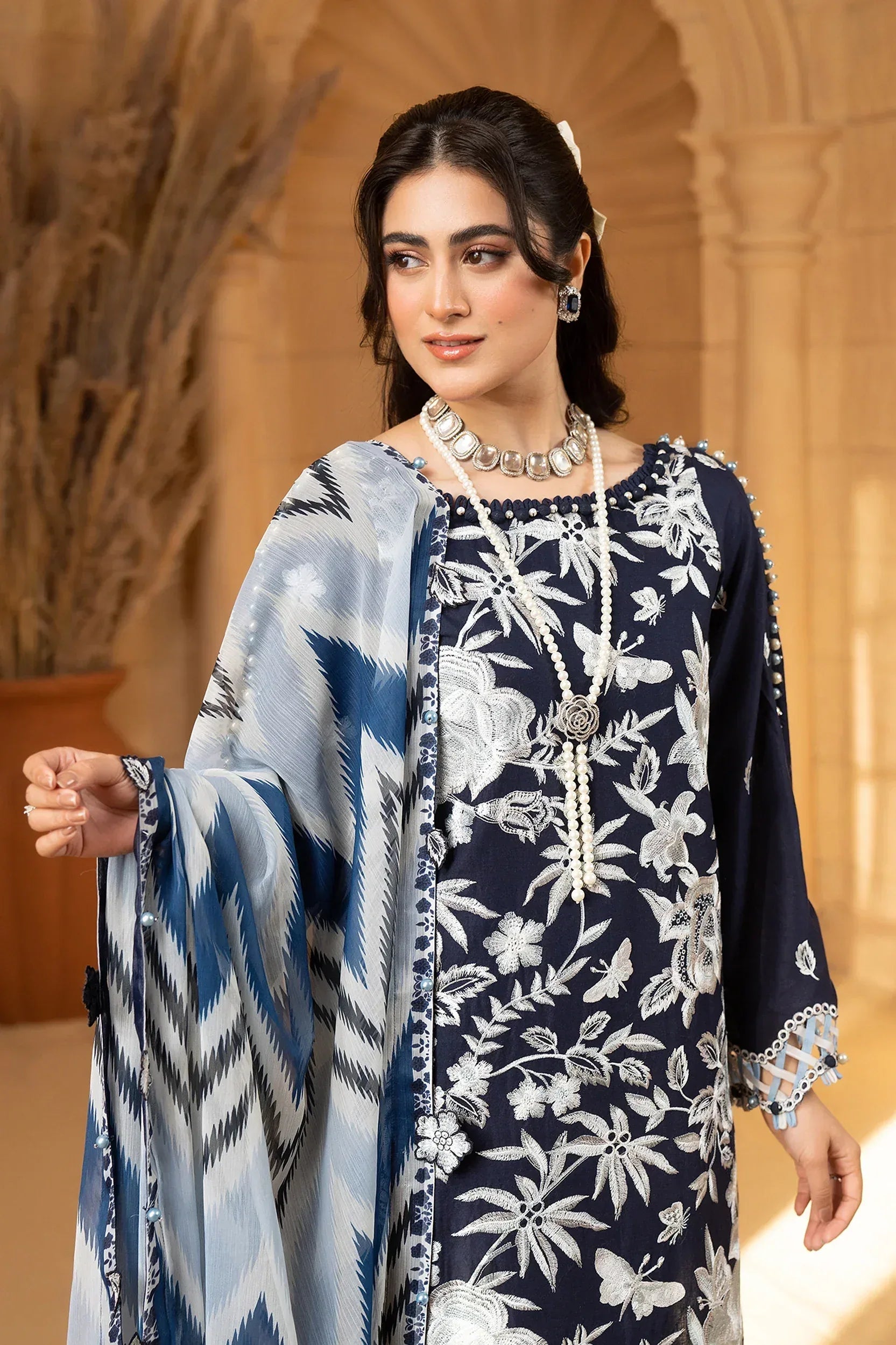 Hemstitch | Summer Luxury Lawn 24 | Ice Blue - Rang-e-Khaas