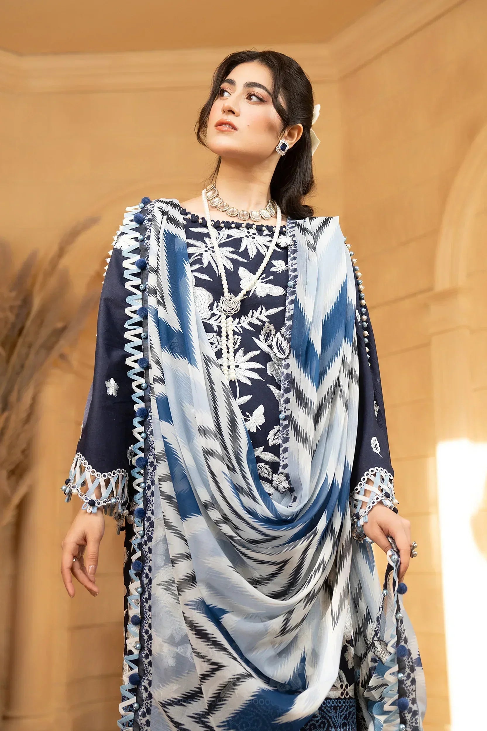 Hemstitch | Summer Luxury Lawn 24 | Ice Blue - Rang-e-Khaas