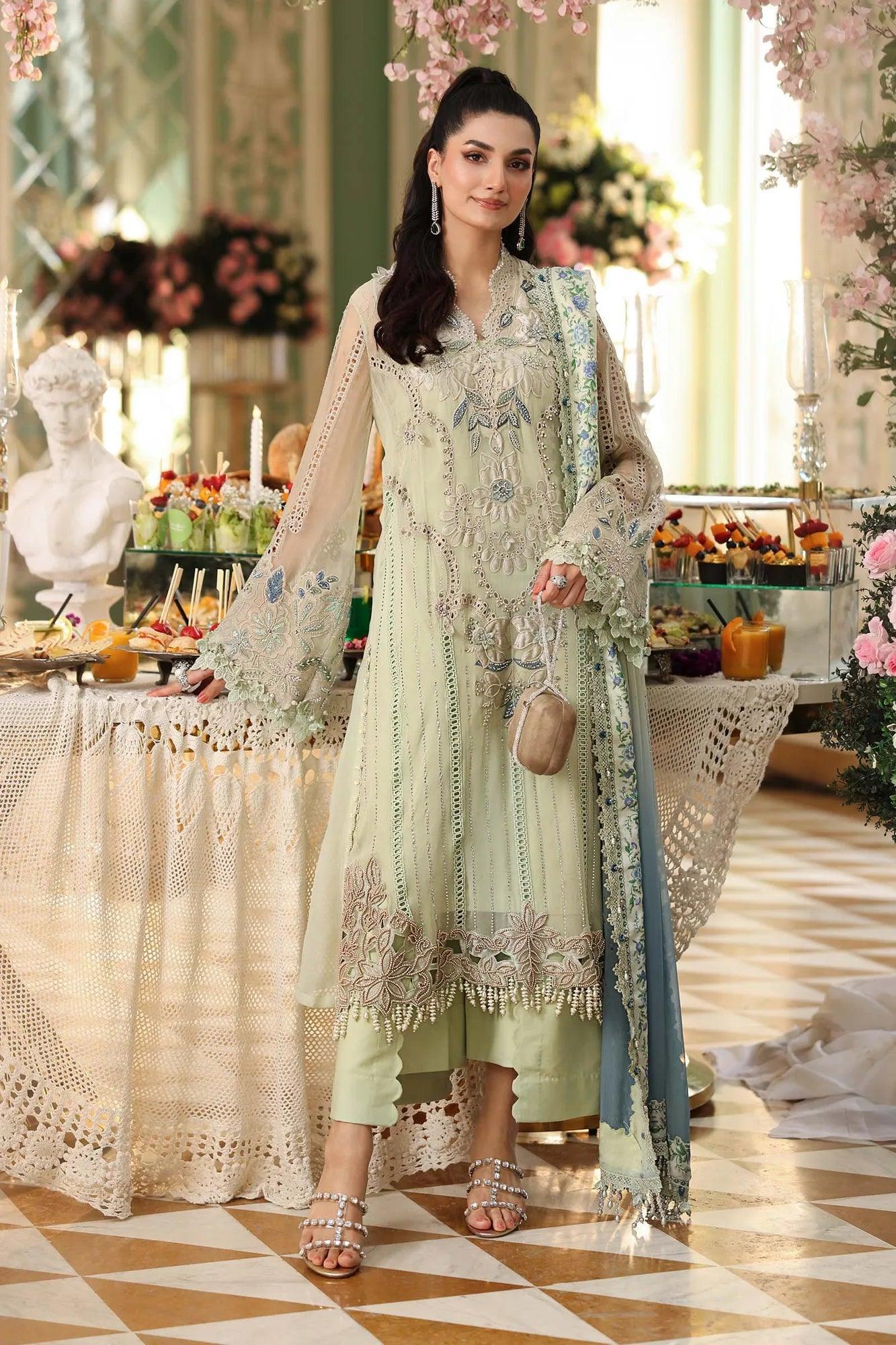 Maria B 3 Piece Stitched Embroidered Chiffon Suit