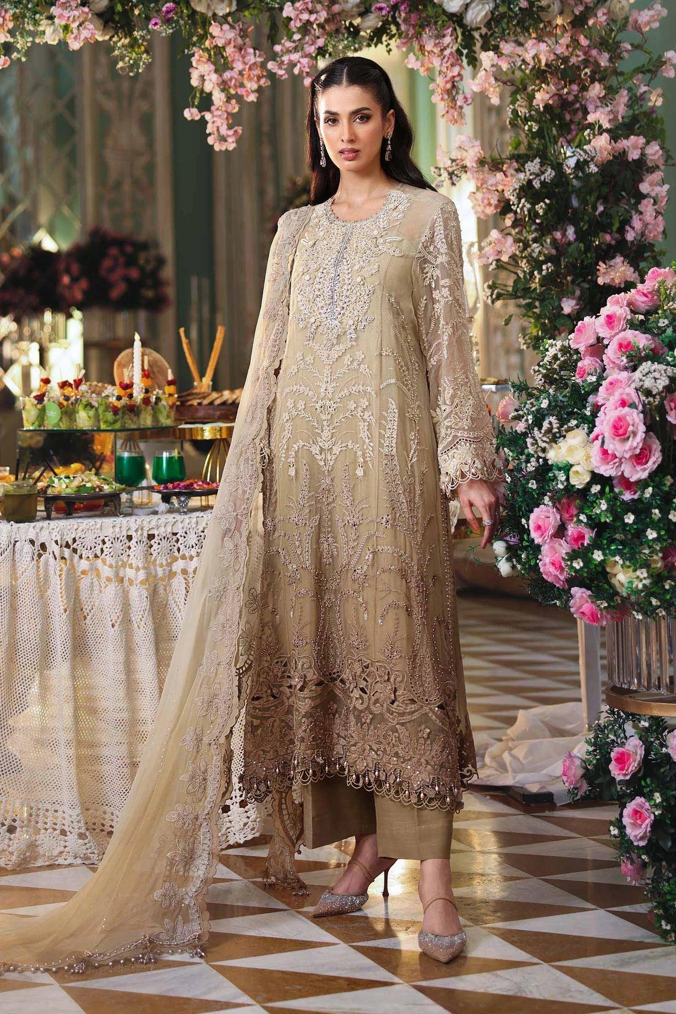 Maria B 3 Piece Stitched Embroidered Chiffon Suit