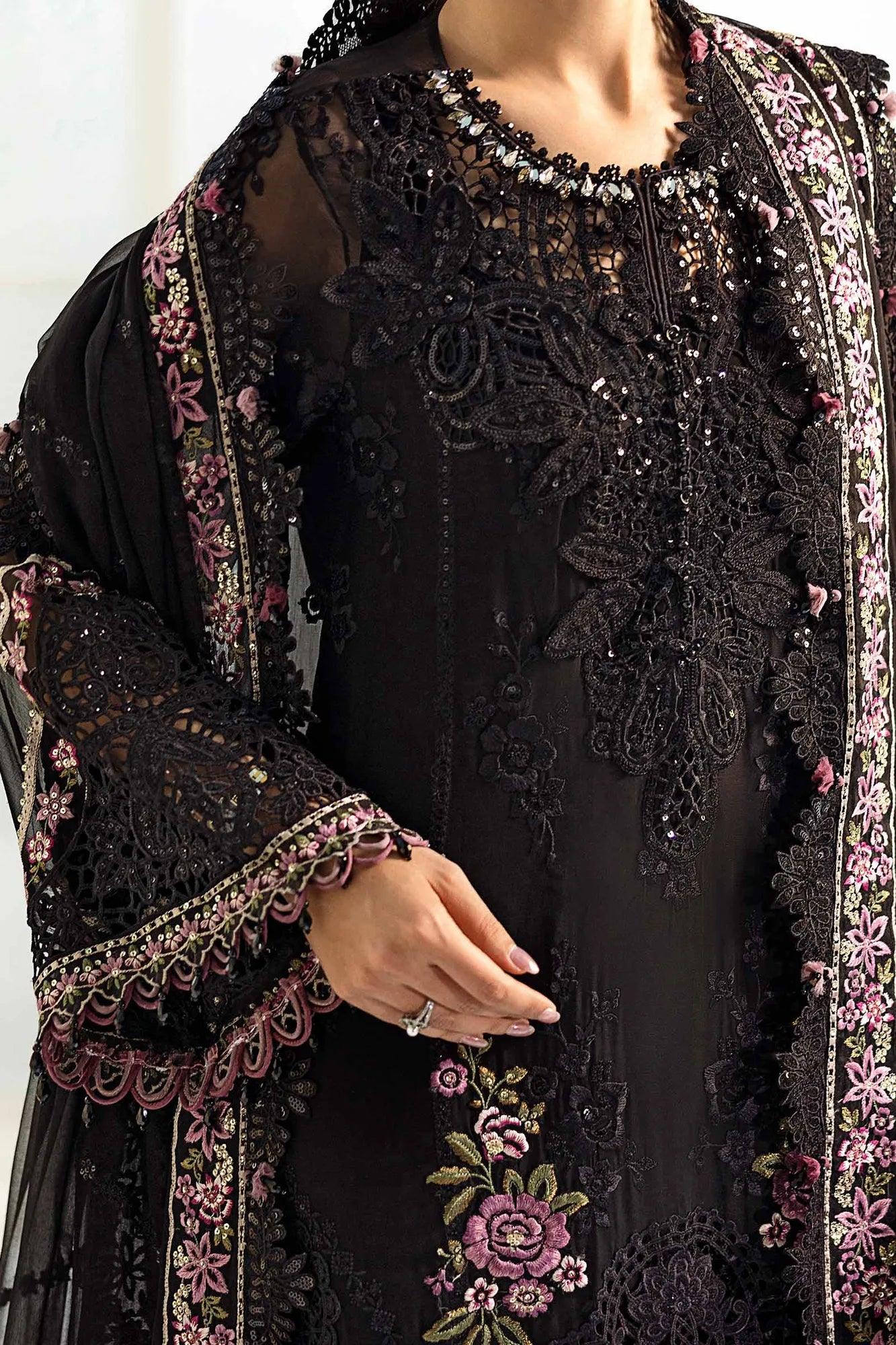 Maria B 3 Piece Stitched Embroidered Chiffon Suit | MPC-25-104