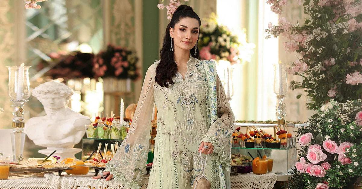 Maria B 3 Piece Stitched Embroidered Chiffon Suit