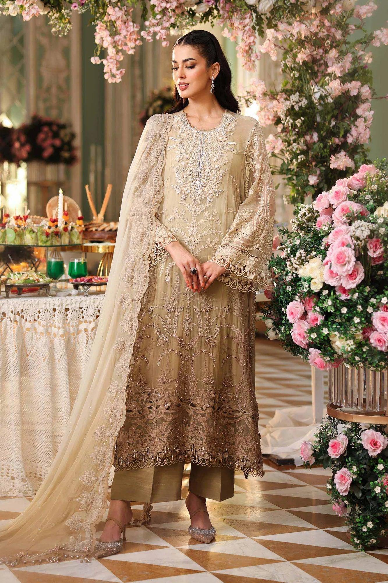 Maria B 3 Piece Stitched Embroidered Chiffon Suit