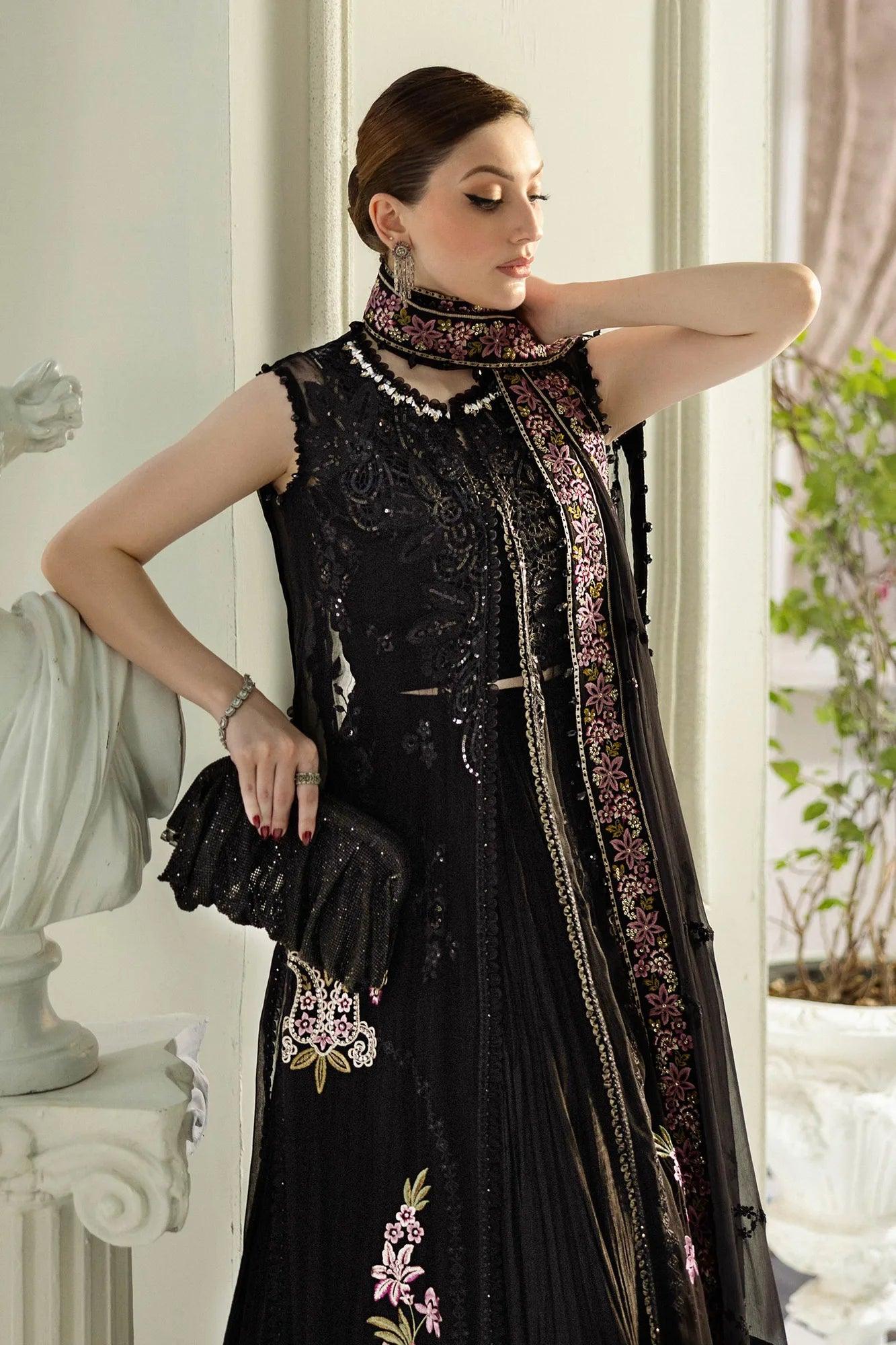 Maria B 3 Piece Stitched Embroidered Chiffon Suit | MPC-25-104