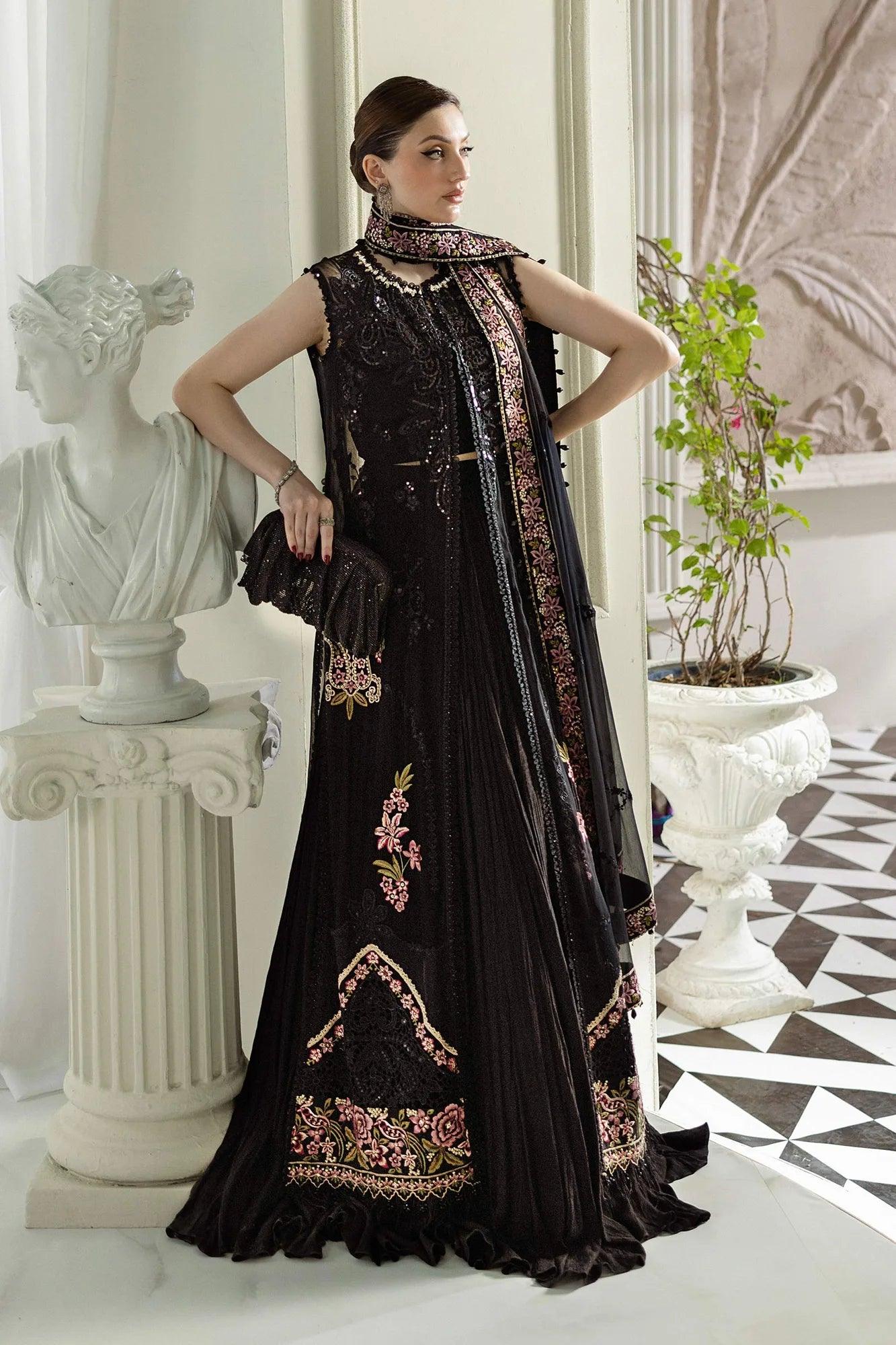 Maria B 3 Piece Stitched Embroidered Chiffon Suit | MPC-25-104