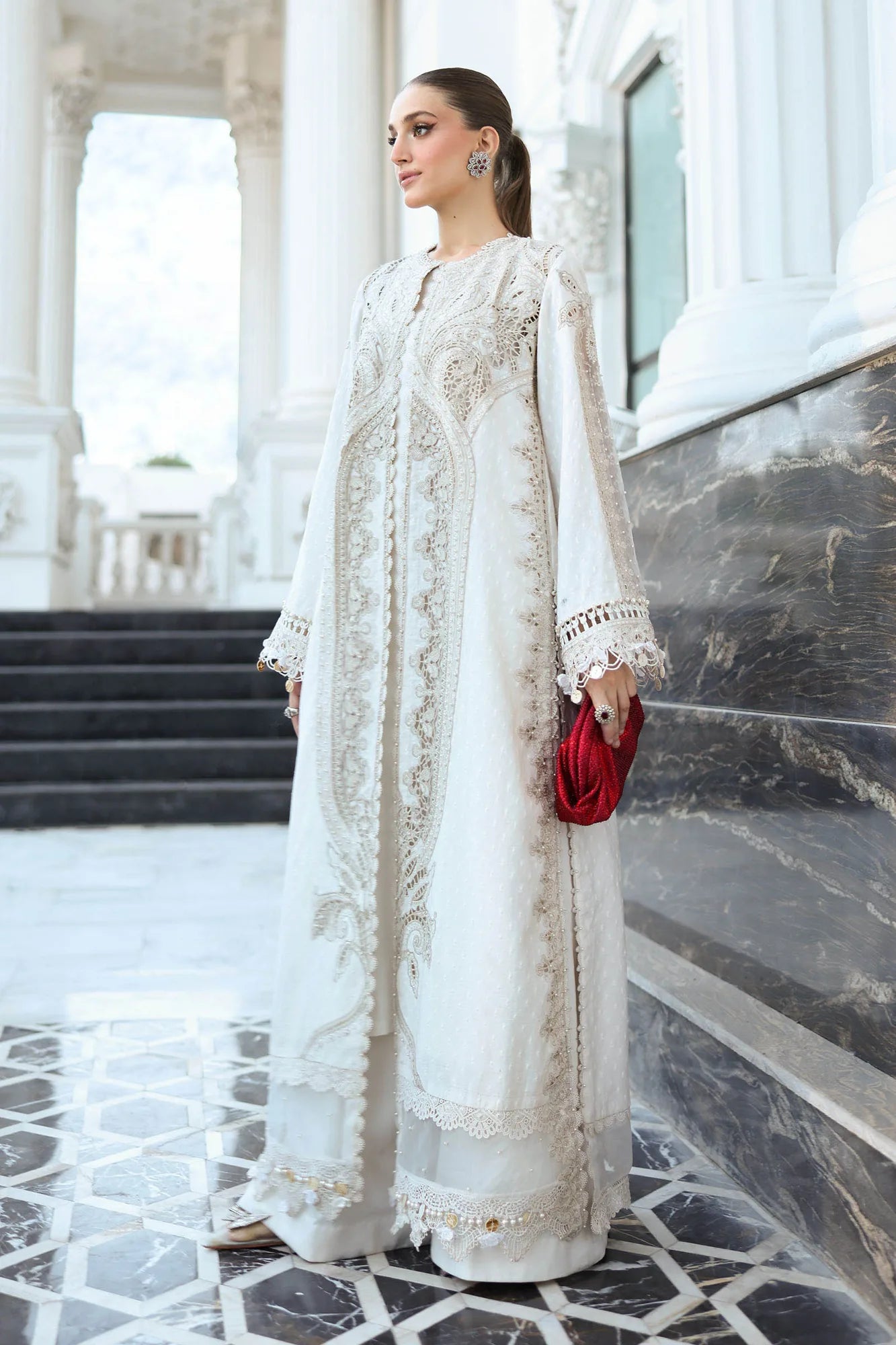 Maria B 3 Piece Stitched Embroidered Jacquard Lawn Suit