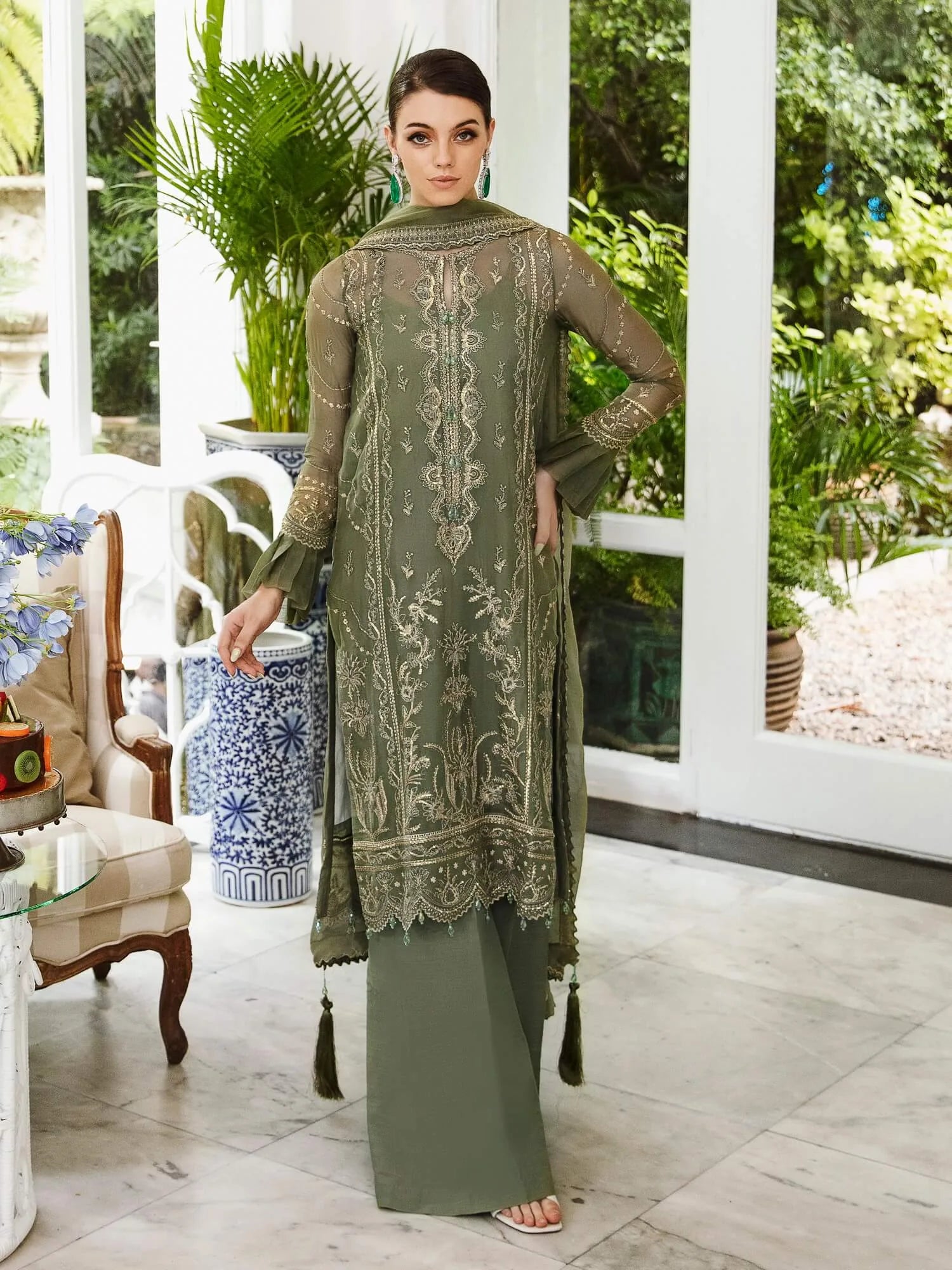 Saad Shaikh Ella Embroidered Luxury Chiffon 3Pc Suit DSG-08