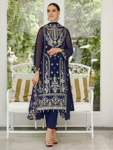 Saad Shaikh Ella Embroidered Luxury Chiffon 3Pc Suit DSG-10
